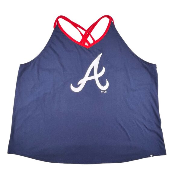 Fanatics Top 3X Blue Atlanta Braves Game Day Barrel It Up Sporty Cross Back Tank - Picture 5 of 7